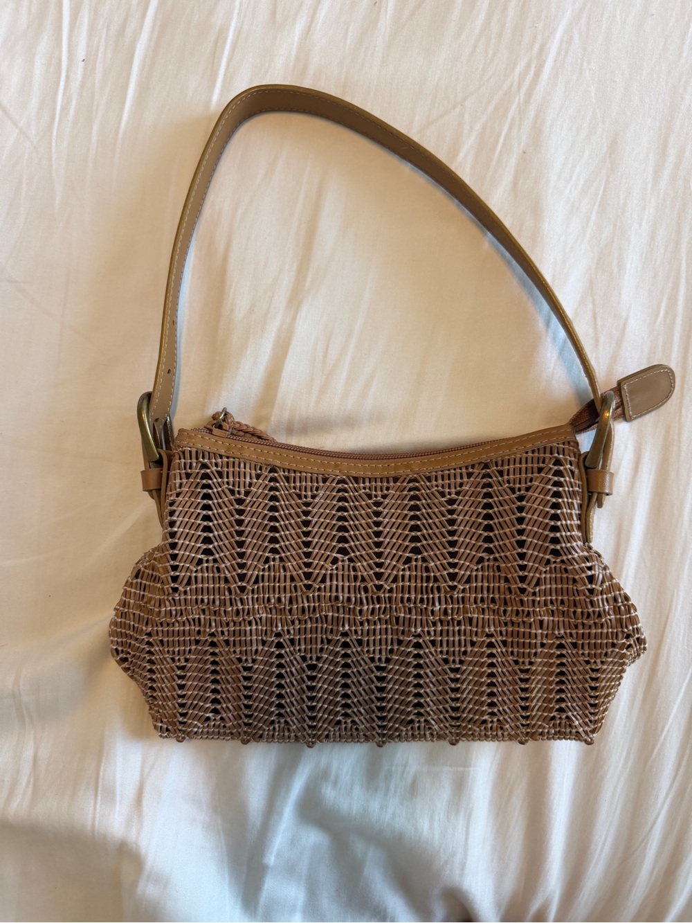 Nine West Brown Woven Shoulder Bag